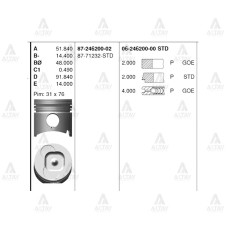 GOETZE-GOE-87-71232-STD PİSTON SEGMANLI NKR-13 93mm STD